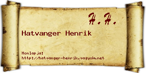 Hatvanger Henrik névjegykártya