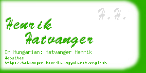 henrik hatvanger business card